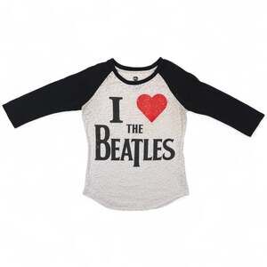I Love The Beatles 3/4 Medium Baseball Tee Women's Shirt